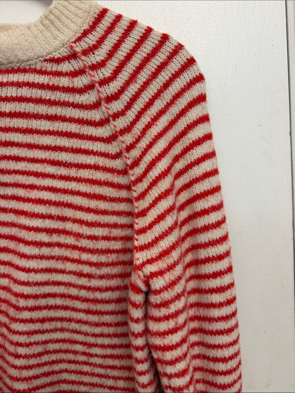 American Eagle Outfitters Cream and Red Striped Crewneck Sweater - Picture 6 of 10